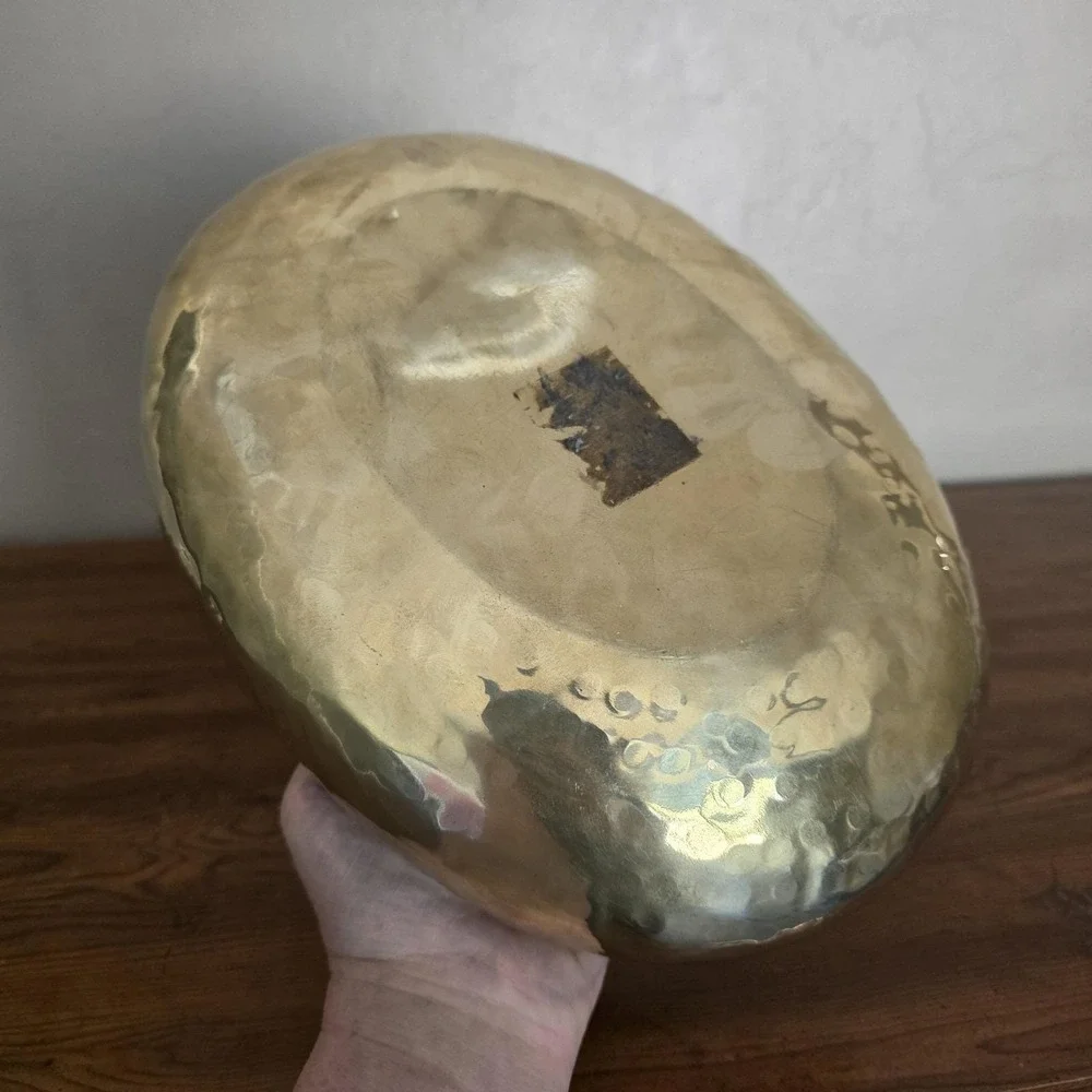 Vintage Hammered Solid Brass Pot Planter Made in India 11
